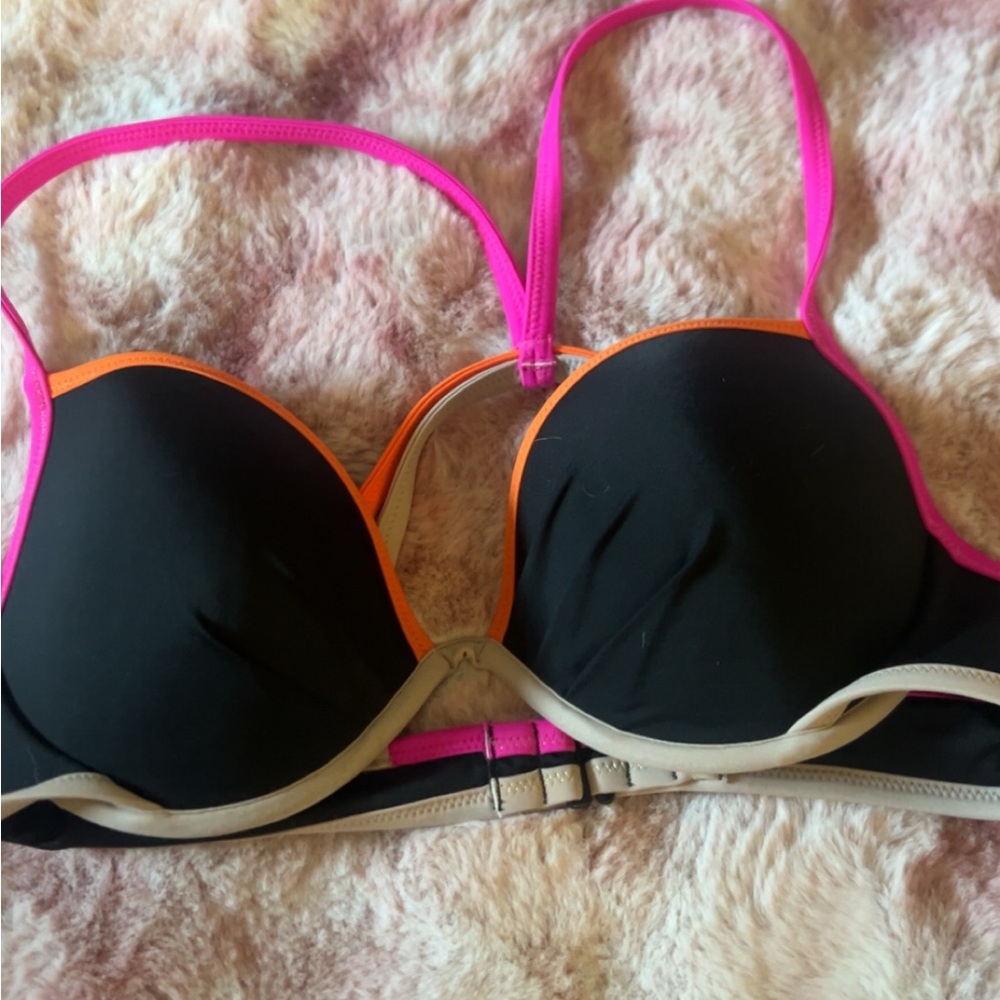 Victoria's Secret Black and Pink Bikini Top